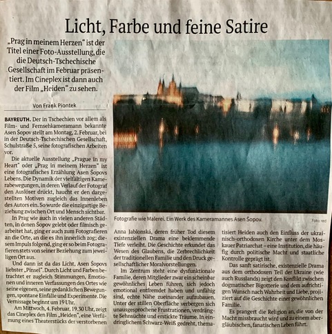 Bild des Berichtes im Nordbayrischen Kurier über die Filmvorführung Heiden im Cineplex Bayreuth.