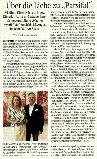 Bild des Berichtes im Nordbayrischen Kurier über die Ausstellung Wagner Mystic von Vladimir Kiseljov im Art Space Bayreuth.